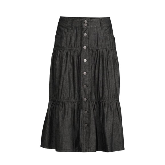 TIME and TRU Women's Tiered Denim Skirt - washed black - Picture 5 of 5